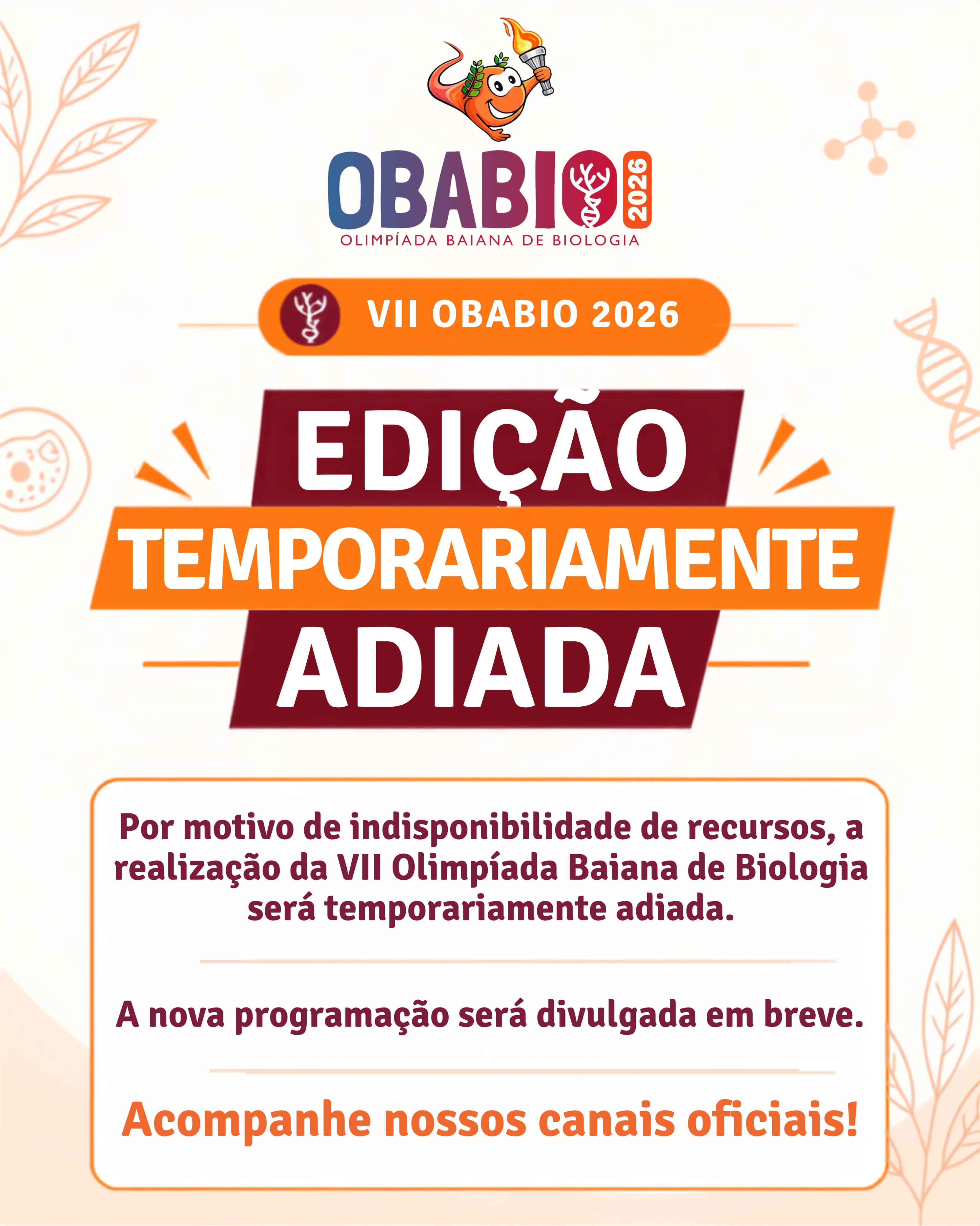 Comunicado - Edição 2026 Adiada